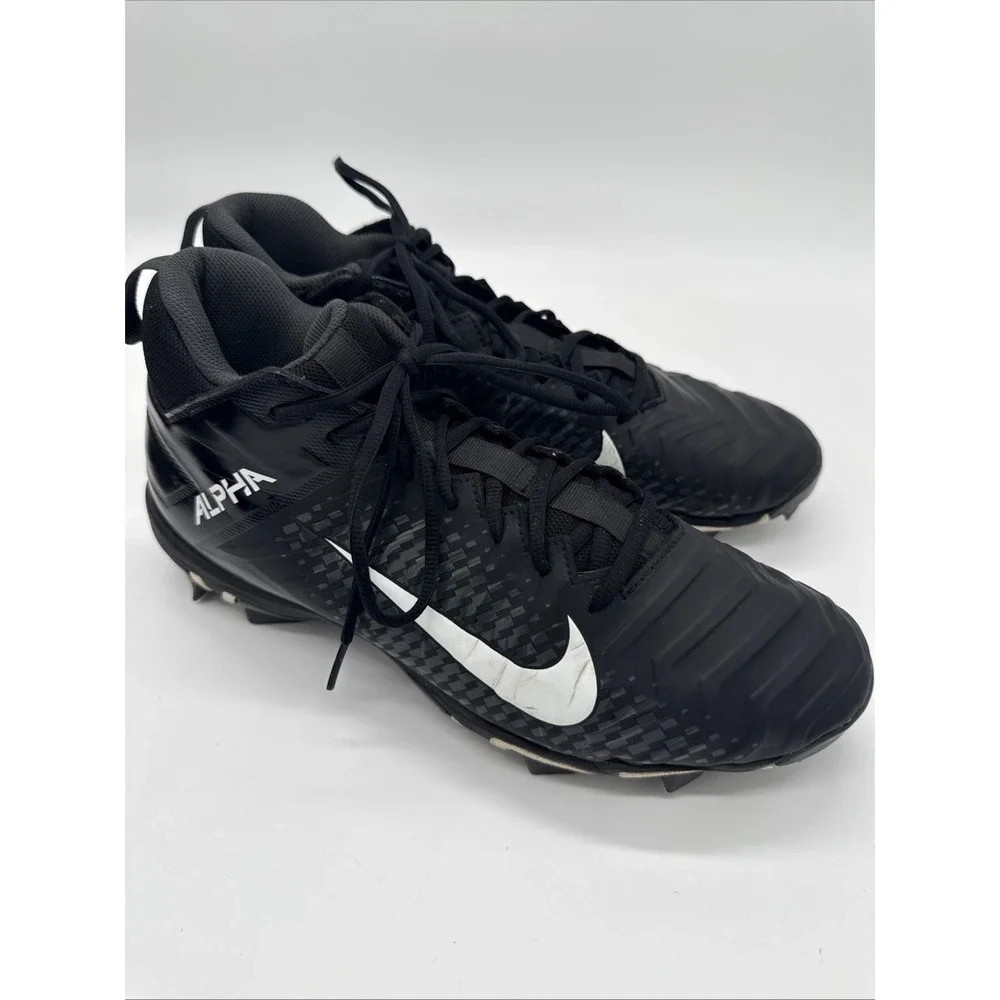 Nike Alpha FastFlex Football Cleats Youth Size 11 Black White Molded Studs